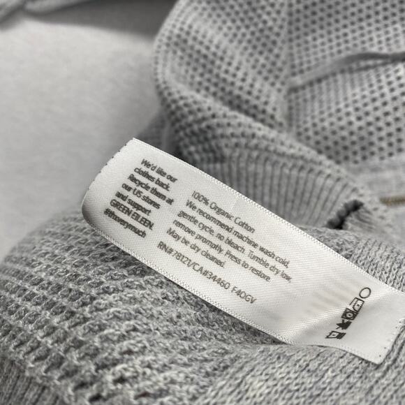 EILEEN FISHER Sweater M Organic Cotton Mesh Cardigan 2 Way Zip Hoodie Gray - Picture 9 of 12